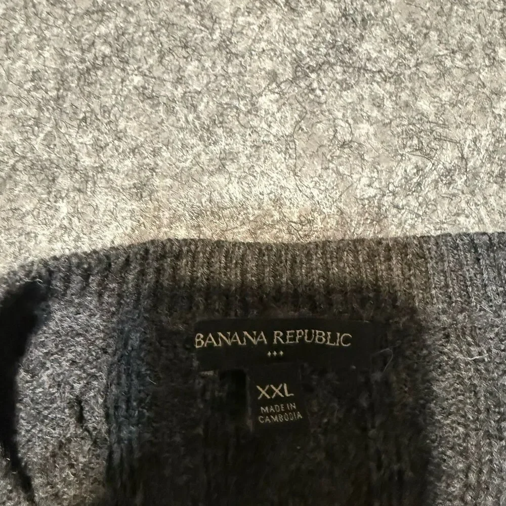 Vintage Banana Republic Mens Fisherman Sweater Size 2XL Cable Knit Wool Nylon